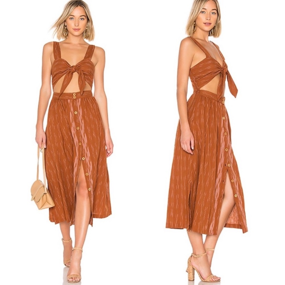 Free People Dress Caldasi Bronze Midi Dress Size Small